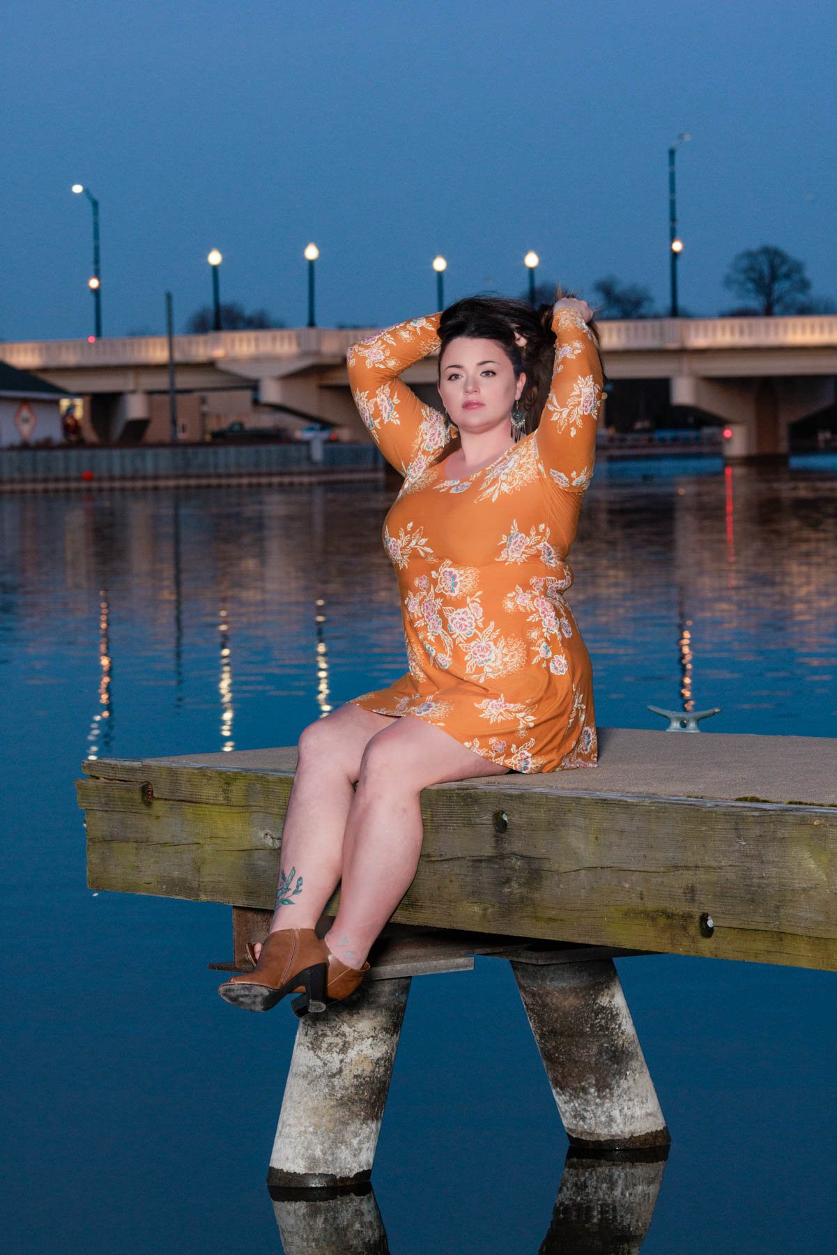 Nataly Model night on a pier