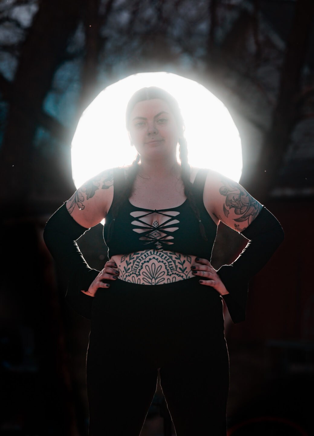 backlit model in black