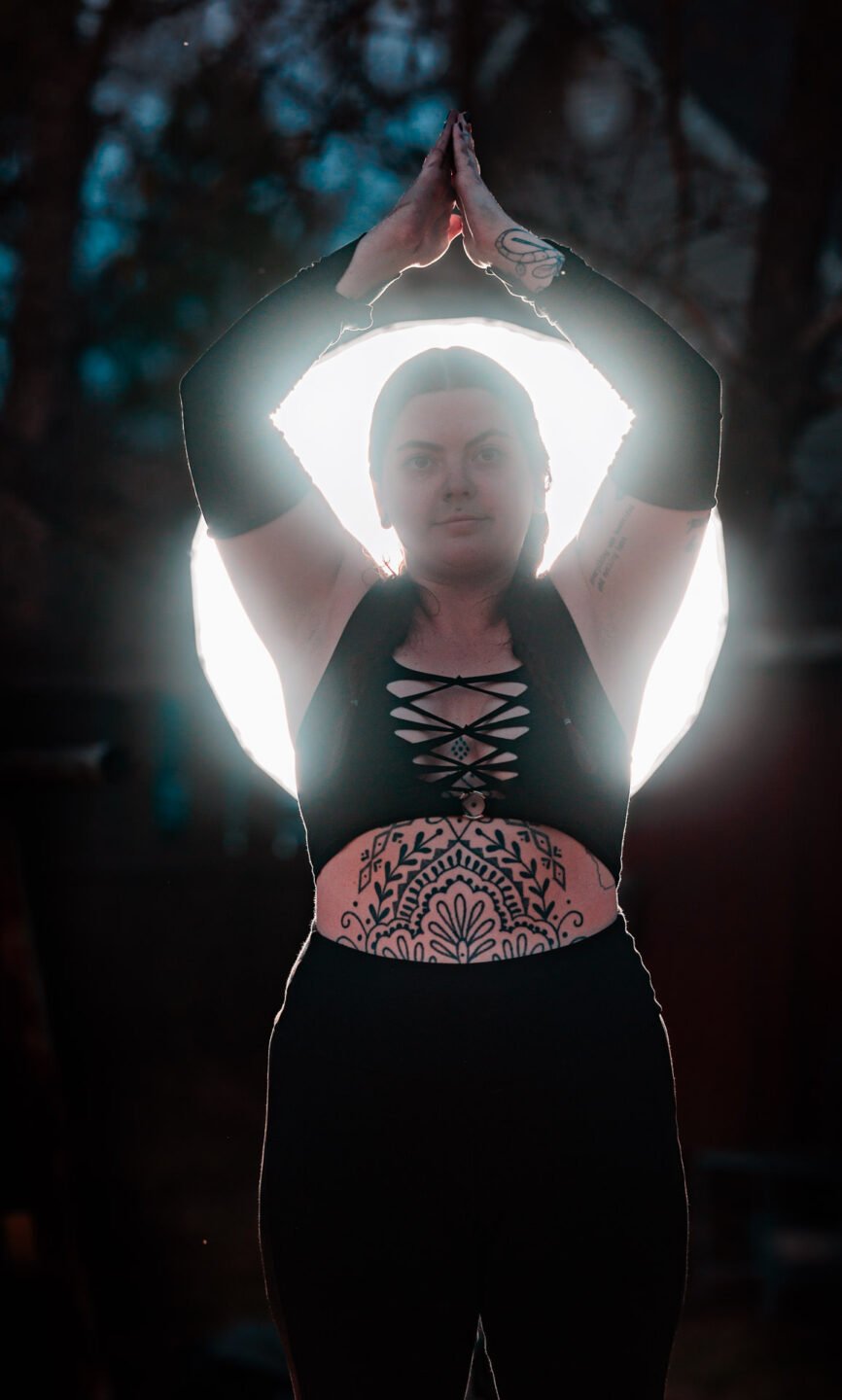 backlit model in black